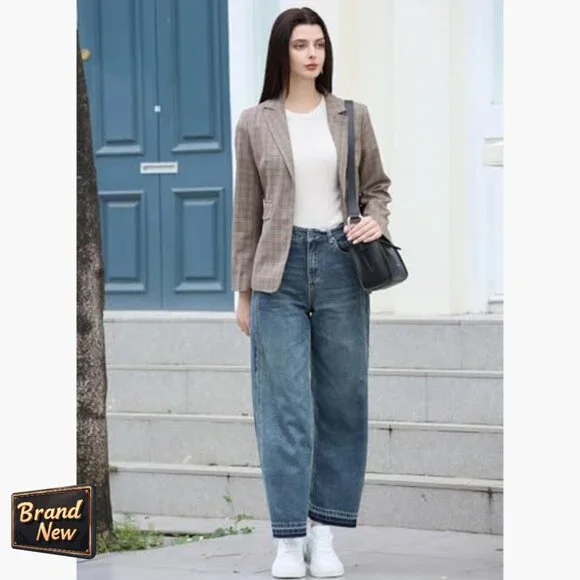 Regular Fit Plaid Blazer, One Button, Notch Collar, Long Sleeve - Picture 4 of 7